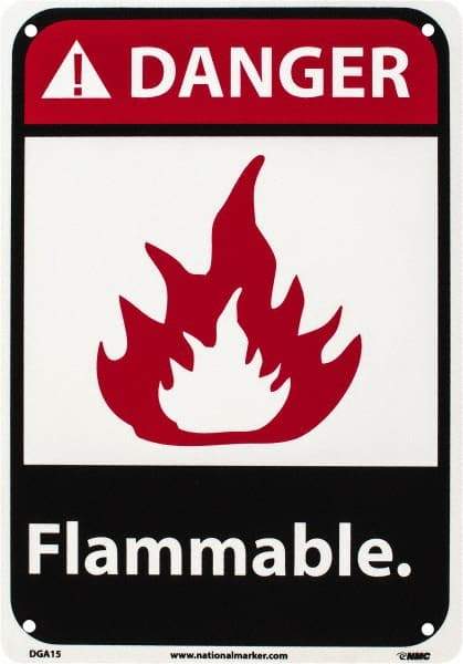 NMC - Danger - Flammable, Plastic Fire Sign - 7" Wide x 10" High - Benchmark Tooling