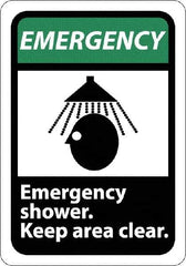 NMC - "Emergency - Emergency Shower - Keep Area Clear", 10" Long x 7" Wide, Rigid Plastic Safety Sign - Rectangle, 0.05" Thick, Use for First Aid - Benchmark Tooling