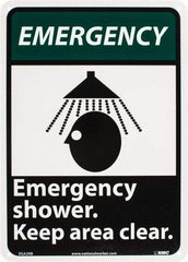 NMC - "Emergency - Emergency Shower - Keep Area Clear", 14" Long x 10" Wide, Rigid Plastic Safety Sign - Rectangle, 0.05" Thick, Use for First Aid - Benchmark Tooling