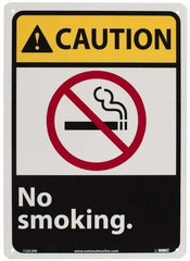 NMC - "Caution - No Smoking", 14" Long x 10" Wide, Rigid Plastic Safety Sign - Rectangle, 0.05" Thick, Use for Accident Prevention - Benchmark Tooling