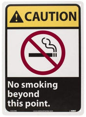 NMC - "Caution - No Smoking Beyond This Point", 14" Long x 10" Wide, Rigid Plastic Safety Sign - Rectangle, 0.05" Thick, Use for Accident Prevention - Benchmark Tooling