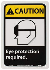 NMC - "Caution - Eye Protection Required", 10" Long x 7" Wide, Rigid Plastic Safety Sign - Rectangle, 0.05" Thick, Use for Accident Prevention - Benchmark Tooling