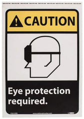 NMC - "Caution - Eye Protection Required", 14" Long x 10" Wide, Pressure-Sensitive Vinyl Safety Sign - Rectangle, 0.004" Thick, Use for Accident Prevention - Benchmark Tooling