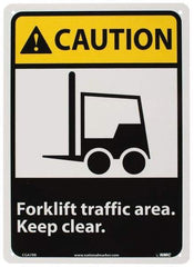 NMC - "Caution - Forklift Traffic Area - Keep Clear", 14" Long x 10" Wide, Rigid Plastic Safety Sign - Rectangle, 0.05" Thick, Use for Accident Prevention - Benchmark Tooling