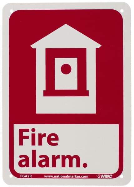 NMC - Fire Alarm, Plastic Fire Sign - 7" Wide x 10" High - Benchmark Tooling