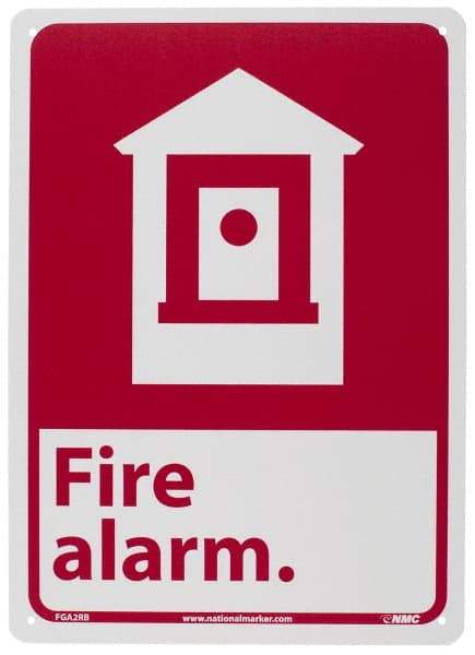 NMC - Fire Alarm, Plastic Fire Sign - 10" Wide x 14" High - Benchmark Tooling