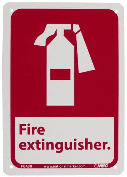 NMC - Fire Extinguisher, Plastic Fire Sign - 7" Wide x 10" High - Benchmark Tooling