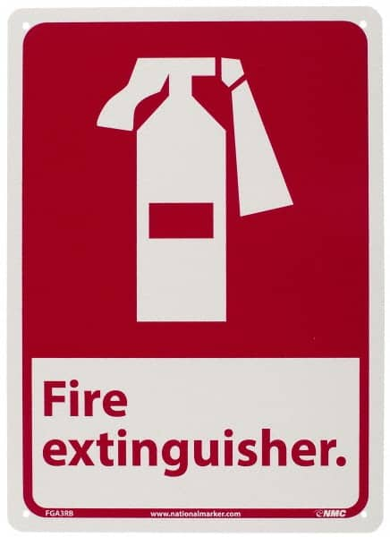 NMC - Fire Extinguisher, Plastic Fire Sign - 10" Wide x 14" High - Benchmark Tooling