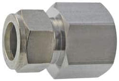 Parker - 1/8" OD, Stainless Steel Female Connector - -425 to 1,200°F, 3/4" Hex, Comp x FNPT Ends - Benchmark Tooling