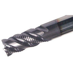 Iscar - 4 Flute Solid Carbide Roughing & Finishing Corner Chamfer End Mill - TiAlN Finish, Straight Shank, 45° Helix, Non-Centercutting, Regular Length - Benchmark Tooling