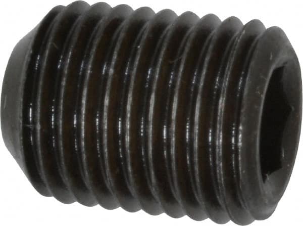 Value Collection - 3/8-24 UNF, 1/2" OAL, Cup Point Set Screw - Grade 8 Alloy Steel, 3/16" Key - Benchmark Tooling