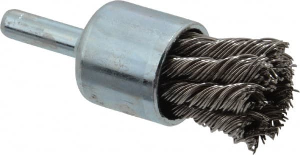 Anderson - 3/4" Brush Diam, Knotted, End Brush - 1/4" Diam Shank, 22,000 Max RPM - Benchmark Tooling