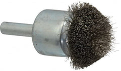 Anderson - 1-1/4" Brush Diam, Crimped, Flared End Brush - 1/4" Diam Shank, 20,000 Max RPM - Benchmark Tooling