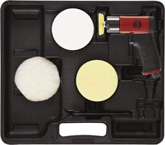 Chicago Pneumatic - 3" Pad Diam, 2,500 RPM, 0.25 hp, Handheld Pneumatic Polisher - 18 CFM, 1/4-20" Spindle Thread, 1/4" Inlet - Benchmark Tooling