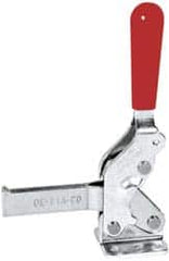 De-Sta-Co - 600 Lb Holding Capacity, Vertical Handle, Manual Hold Down Toggle Clamp - 66° Handle Movement, 75° Bar Opening, Solid Bar, Flanged Base, Electro-Plated Zinc, Carbon Steel - Benchmark Tooling