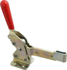 De-Sta-Co - 1,400 Lb Holding Capacity, Vertical Handle, Manual Hold Down Toggle Clamp - 66° Handle Movement, 78° Bar Opening, Solid Bar, Flanged Base, Electro-Plated Zinc, Carbon Steel - Benchmark Tooling