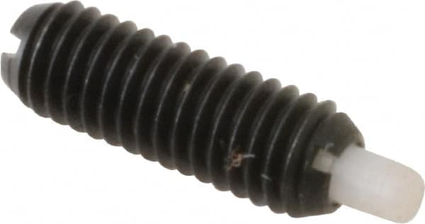 Gibraltar - 10-32, 9/16" Thread Length, 1/8" Plunger Projection, Steel Threaded Spring Plunger - 0.093" Max Plunger Diam, 0.3 Lb Init End Force, 3 Lb Final End Force - Benchmark Tooling