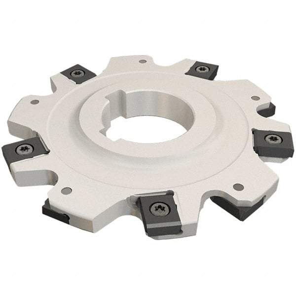 Iscar - Arbor Hole Connection, 0.9449" Depth of Cut, 100mm Cutter Diam, 1.2598" Hole Diam, 5 Tooth Indexable Slotting Cutter - SDN-LN12 Toolholder, LNET Insert - Benchmark Tooling