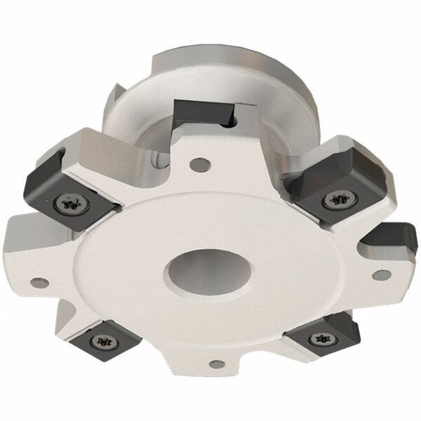 Iscar - Shell Mount B Connection, 3/8" Cutting Width, 1.07" Depth of Cut, 4" Cutter Diam, 1" Hole Diam, 10 Tooth Indexable Slotting Cutter - FDN-LN12 Toolholder, LNET Insert - Benchmark Tooling