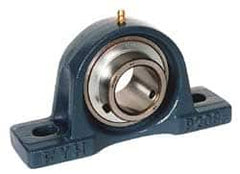 Value Collection - 1-1/4" ID, 3-21/32" OAW x 6-9/16" OAL x 3-21/32" OAH High Temperature Ball Bearing Pillow Block - 3,400 Lb Static Cap, 5,650 Lb Dyn Cap, 5" Btw Mnt Hole Ctrs, 1-7/8" Base-to-Ctr Ht, Cast Iron - Benchmark Tooling