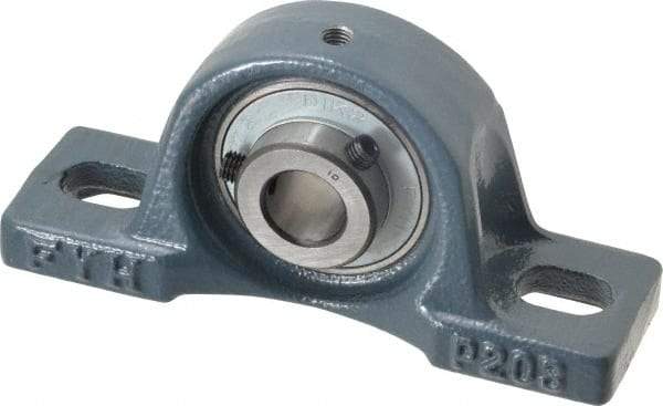 Value Collection - 5/8" ID, 2-3/8" OAW x 5" OAL x 2-3/8" OAH High Temperature Ball Bearing Pillow Block - 1,650 Lb Static Cap, 2,830 Lb Dyn Cap, 3-3/4" Btw Mnt Hole Ctrs, 1-3/16" Base-to-Ctr Ht, Cast Iron - Benchmark Tooling