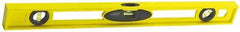 Stanley - 48" Long 3 Vial I-Beam Level - ABS Plastic, Yellow, 1 45°, 1 Level & 1 Plumb Vials - Benchmark Tooling