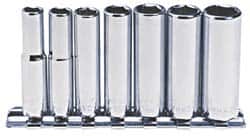 Blackhawk by Proto - 7 Piece 1/4" Drive Deep Well Socket Set - 6 Points, 1/4" to 1/2" Range, Inch Measurement Standard - Benchmark Tooling