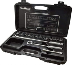 Blackhawk by Proto - 17 Piece 1/2" Drive Socket Set - 12 Points, 10mm to 28mm Range, Metric Measurement Standard - Benchmark Tooling