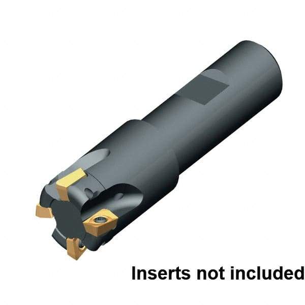 Kennametal - 3/4" Cut Diam, 3/4" Shank Diam, 3-3/8" OAL, Indexable Square Shoulder End Mill - Weldon Shank, 0° Lead Angle - Benchmark Tooling