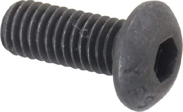 Value Collection - #10-32 UNF Hex Socket Drive, Button Screw - Alloy Steel, Black Oxide Finish, Fully Threaded, 1/2" Length Under Head - Benchmark Tooling