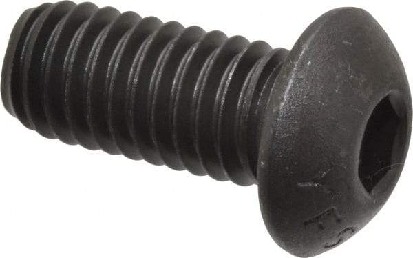 Value Collection - 3/8-16 UNC Hex Socket Drive, Button Screw - Alloy Steel, Black Oxide Finish, Fully Threaded, 7/8" Length Under Head - Benchmark Tooling