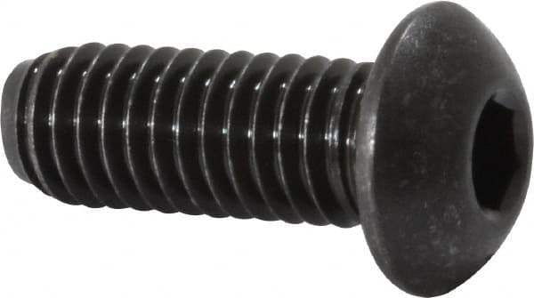 Value Collection - 3/8-16 UNC Hex Socket Drive, Button Screw - Alloy Steel, Black Oxide Finish, Fully Threaded, 1" Length Under Head - Benchmark Tooling