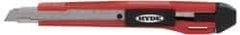 Hyde Tools - Snap Utility Knife - 9mm Blade, Red & Black Polystyrene (High Impact) Handle, 3 Blades Included - Benchmark Tooling