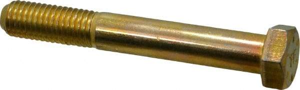 Made in USA - 5/8-11 UNC, 4-1/2" Length Under Head Hex Head Cap Screw - Partially Threaded, Grade 8 Alloy Steel, Zinc Yellow Dichromate Finish, 15/16" Hex - Benchmark Tooling