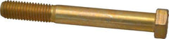 Made in USA - 5/8-11 UNC, 5" Length Under Head Hex Head Cap Screw - Partially Threaded, Grade 8 Alloy Steel, Zinc Yellow Dichromate Finish, 15/16" Hex - Benchmark Tooling