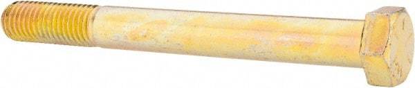 Made in USA - 5/8-11 UNC, 6" Length Under Head Hex Head Cap Screw - Partially Threaded, Grade 8 Alloy Steel, Zinc Yellow Dichromate Finish, 15/16" Hex - Benchmark Tooling