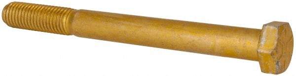 Made in USA - 5/8-11 UNC, 8" Length Under Head Hex Head Cap Screw - Partially Threaded, Grade 8 Alloy Steel, Zinc Yellow Dichromate Finish, 15/16" Hex - Benchmark Tooling