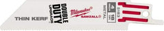 Milwaukee Tool - 4" Long x 3/4" Thick, Steel Reciprocating Saw Blade - Straight Profile, 18 TPI, Toothed Edge, Universal Shank - Benchmark Tooling