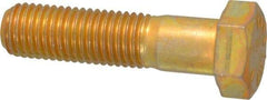 Made in USA - 3/4-10 UNC, 3" Length Under Head Hex Head Cap Screw - Partially Threaded, Grade 8 Alloy Steel, Zinc Yellow Dichromate Finish, 1-1/8" Hex - Benchmark Tooling