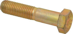 Made in USA - 3/4-10 UNC, 3-1/2" Length Under Head Hex Head Cap Screw - Partially Threaded, Grade 8 Alloy Steel, Zinc Yellow Dichromate Finish, 1-1/8" Hex - Benchmark Tooling