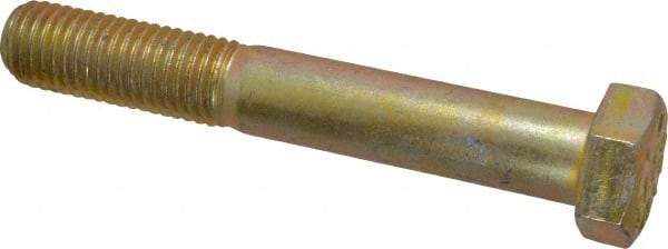 Made in USA - 3/4-10 UNC, 5" Length Under Head Hex Head Cap Screw - Partially Threaded, Grade 8 Alloy Steel, Zinc Yellow Dichromate Finish, 1-1/8" Hex - Benchmark Tooling