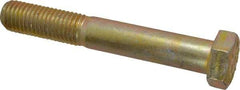 Made in USA - 3/4-10 UNC, 5" Length Under Head Hex Head Cap Screw - Partially Threaded, Grade 8 Alloy Steel, Zinc Yellow Dichromate Finish, 1-1/8" Hex - Benchmark Tooling