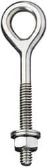 Ronstan - 1/4-20, Electropolished Finish, Stainless Steel Forged Eye Bolt - 2" Thread Length, 11.91mm ID x 33mm OD, 5" Shank Length - Benchmark Tooling