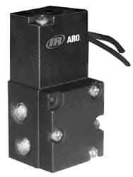 ARO/Ingersoll-Rand - 1/8", 4-Way Stacking Solenoid Valve with Speed Control - 12 VDC, 0.2 CV Rate, 2.4" High - Benchmark Tooling