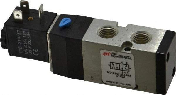 ARO/Ingersoll-Rand - 1/4", 4-Way 2-Position Maxair Stacking Solenoid Valve - 120 VAC, 0.7 CV Rate, 1.37" High - Benchmark Tooling