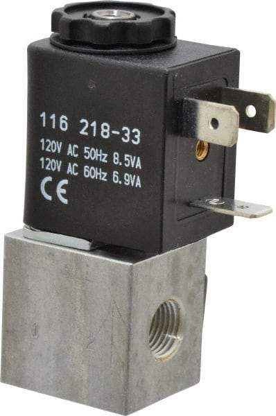 ARO/Ingersoll-Rand - 1/8", CAT Series 3-Way 2-Position Body Ported Stacking Solenoid Valve - 120 VAC, 0.062 CV Rate, 2.43" High - Benchmark Tooling