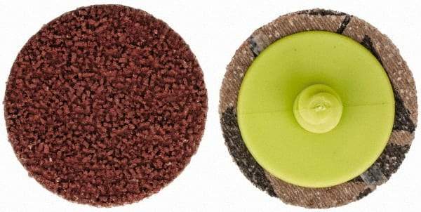 Made in USA - 1-1/2" Disc Diam, 240 Grit, Aluminum Oxide Quick Change Disc - Type R Attaching System, Coated, Brown, Very Fine Grade - Benchmark Tooling