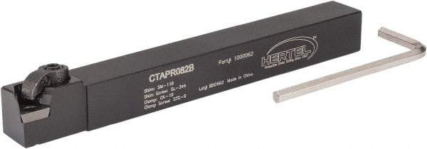 Hertel - CTAP, Right Hand Cut, 3° Lead Angle, 1/2" Shank Height x 1/2" Shank Width, Positive Rake Indexable Turning Toolholder - 4-1/2" OAL, TP..22 Insert Compatibility, Series Clamp Type - Benchmark Tooling
