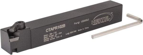 Hertel - CTAP, Right Hand Cut, 3° Lead Angle, 5/8" Shank Height x 5/8" Shank Width, Positive Rake Indexable Turning Toolholder - 4-1/2" OAL, TP..22 Insert Compatibility, Series Clamp Type - Benchmark Tooling