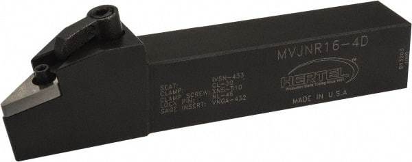 Hertel - MVJN, Right Hand Cut, 3° Lead Angle, 1" Shank Height x 1" Shank Width, Negative Rake Indexable Turning Toolholder - 6" OAL, VN..43. Insert Compatibility, Series Multi-Option - Benchmark Tooling